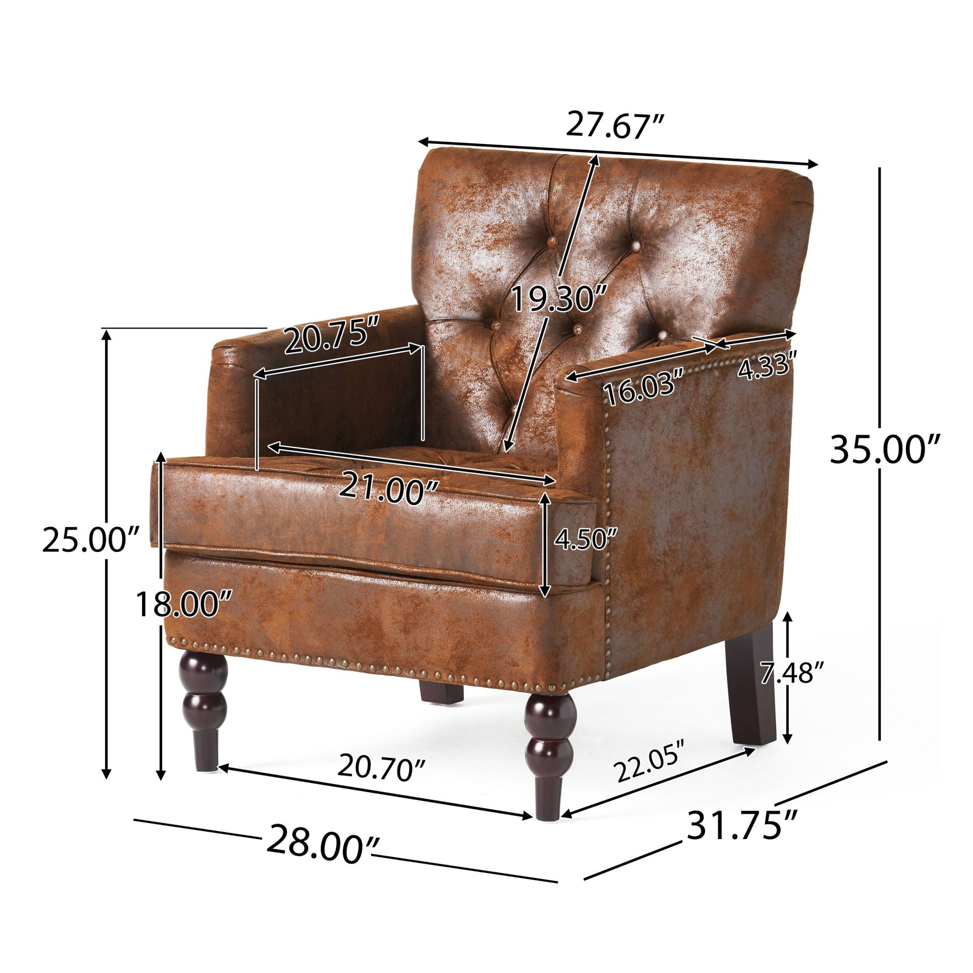 Vitality - Club Chair With Button Tufted Diamond Stitching And Turned Legs Noble House