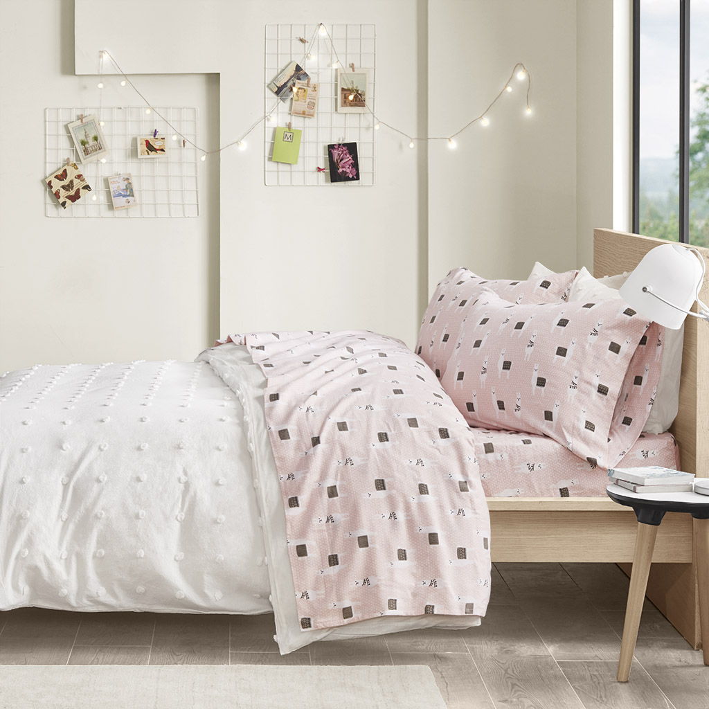 Twin Long Cozy Soft Novelty Print Sheet Set - Pink Llamas