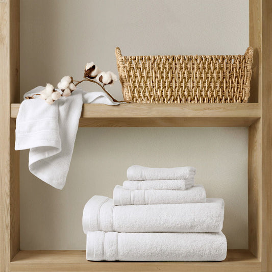 400GSM Essential Bundle Quick Dry 6 Piece Towel Set - White Super Listing