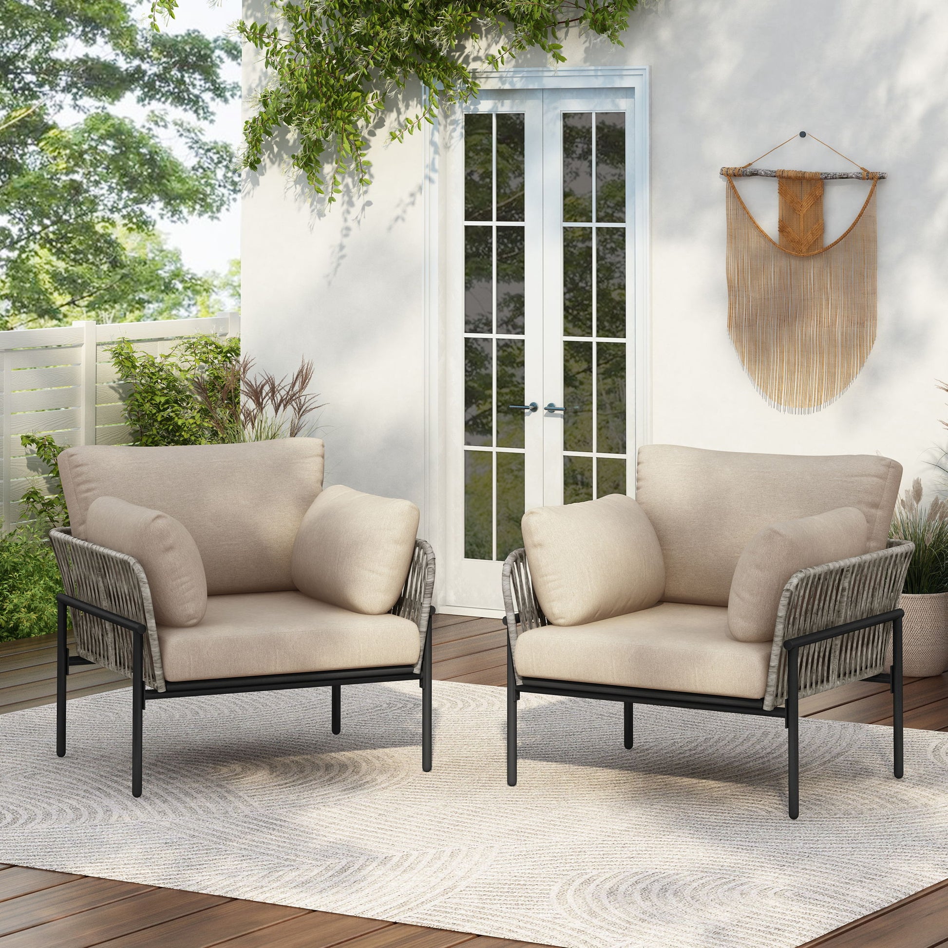Rope Lounge Chair With Cushions For Modern Spaces Noble House