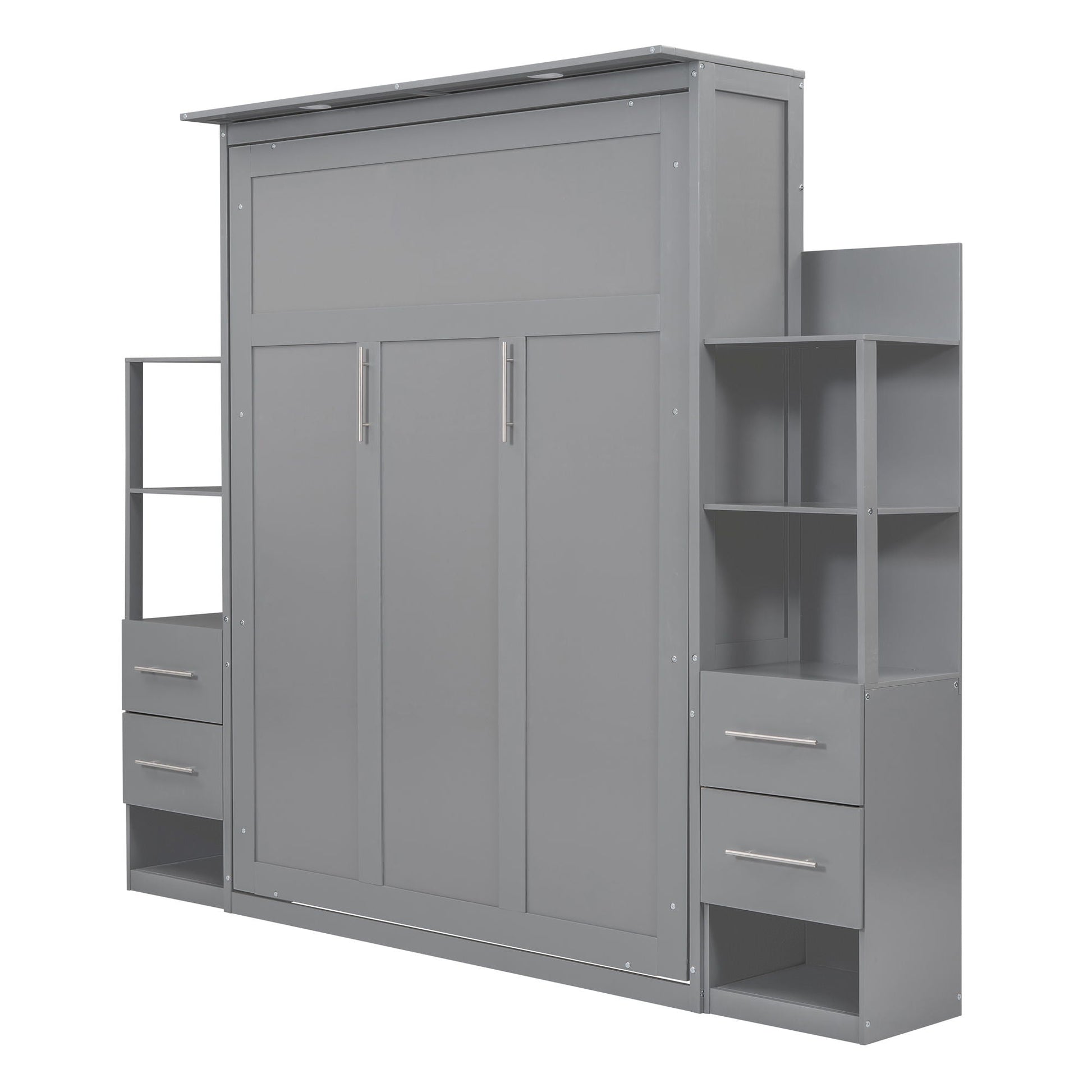 Murphy Wall Bed With Shelves, Drawers And LED Lights DreamHaus