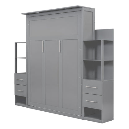 Murphy Wall Bed With Shelves, Drawers And LED Lights DreamHaus