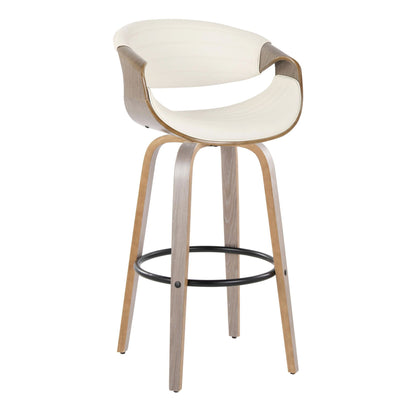 Symphony - Mid-Century Modern Fixed Height Barstool With Swivel With Round Footrest (Set of 2) Lumi Source