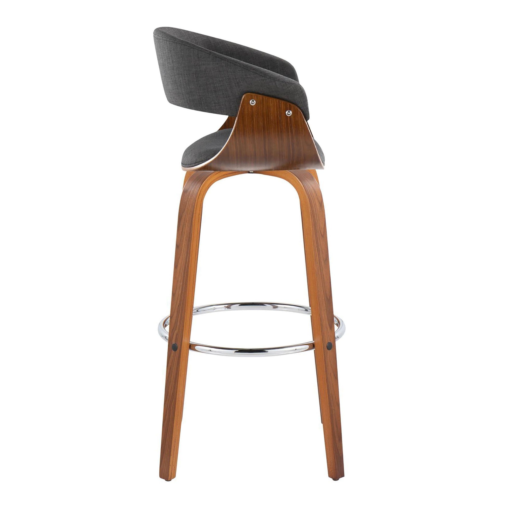 Vintage Mod - Mid Century Modern Fixed Height Barstool With Swivel With Round Footrest (Set of 2) Lumi Source