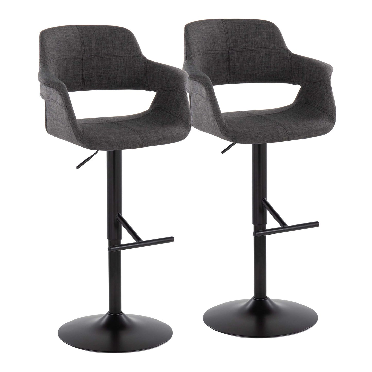 Vintage Flair - Mid Century Modern Adjustable Barstool With Straight T Footrest (Set of 2) Lumi Source