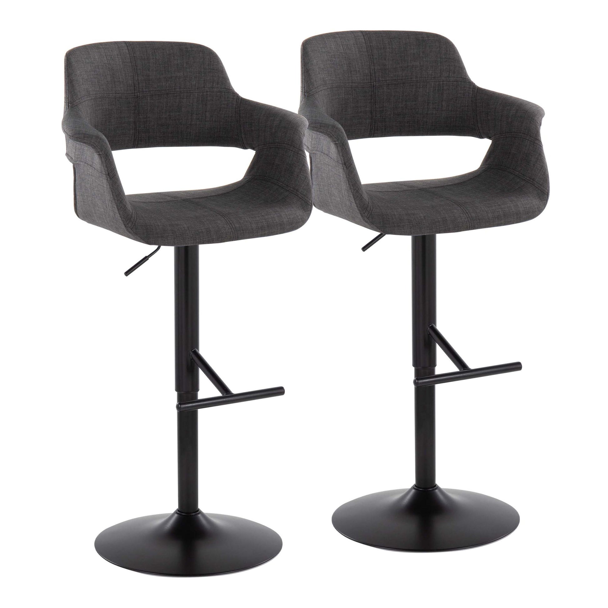 Vintage Flair - Mid Century Modern Adjustable Barstool With Straight T Footrest (Set of 2) Lumi Source