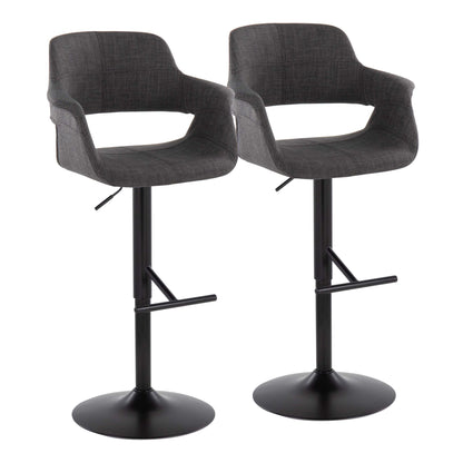 Vintage Flair - Mid Century Modern Adjustable Barstool With Straight T Footrest (Set of 2) Lumi Source