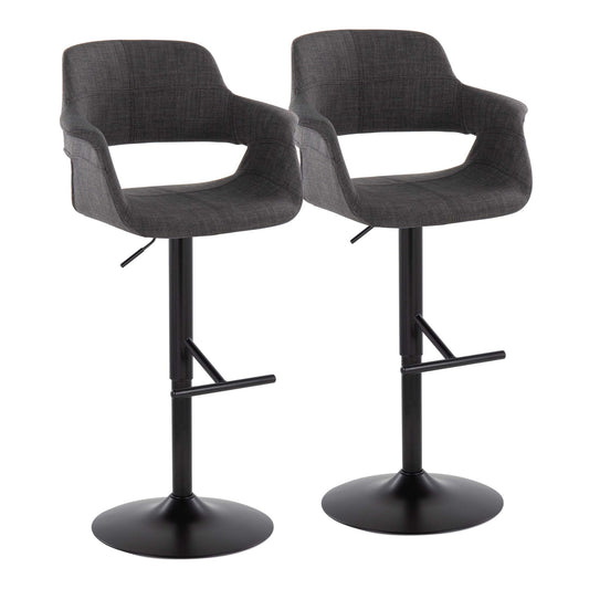 Vintage Flair - Mid Century Modern Adjustable Barstool With Straight T Footrest (Set of 2) Lumi Source