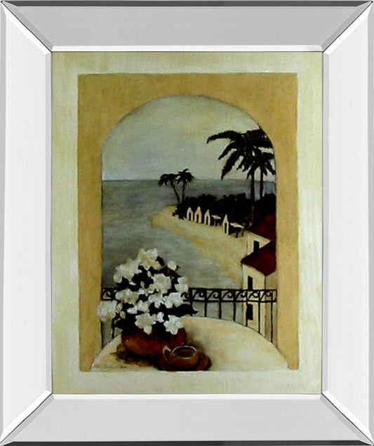 Tropical Moon By Ruane Manning - Mirror Framed Print Wall Art - Beige