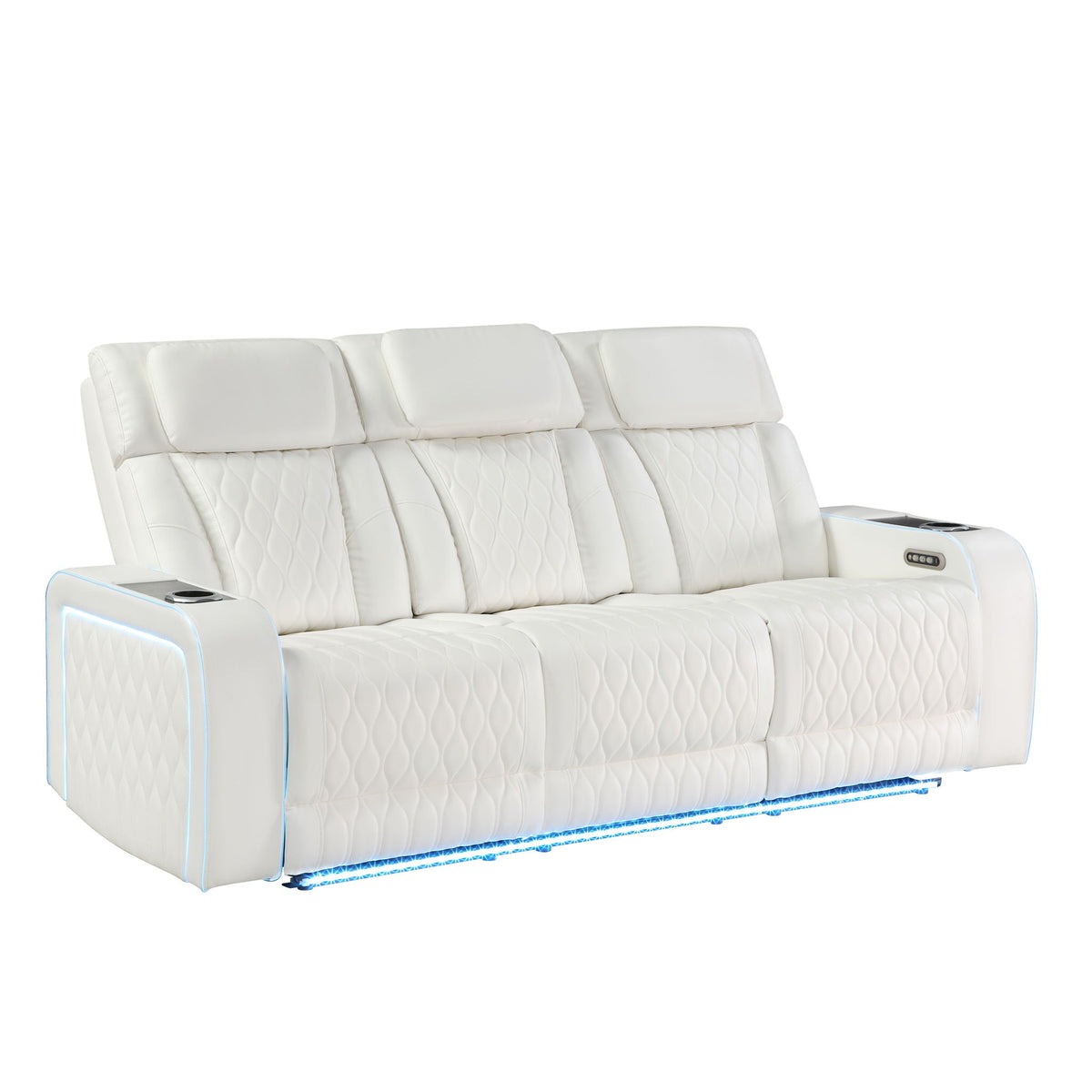 Electra - Power Reclining Sofa With Power Headrests, Drop Down Table, Reading Light, Massage, LED Lighting And USB Control Matrix Furniture Group
