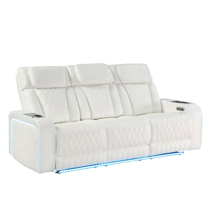 Electra - Power Reclining Sofa With Power Headrests, Drop Down Table, Reading Light, Massage, LED Lighting And USB Control Matrix Furniture Group