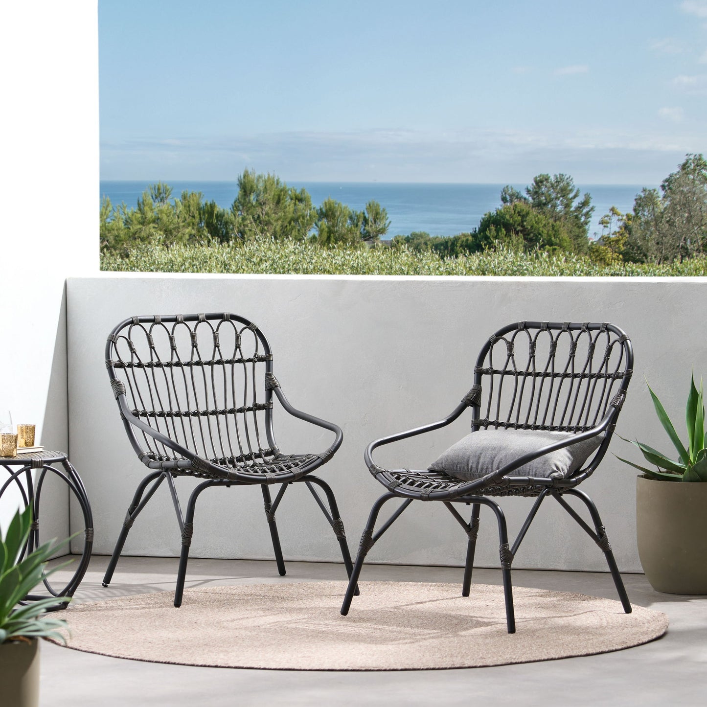 Monsoon - Outdoor Accent Chair With Open Weave Design Noble House