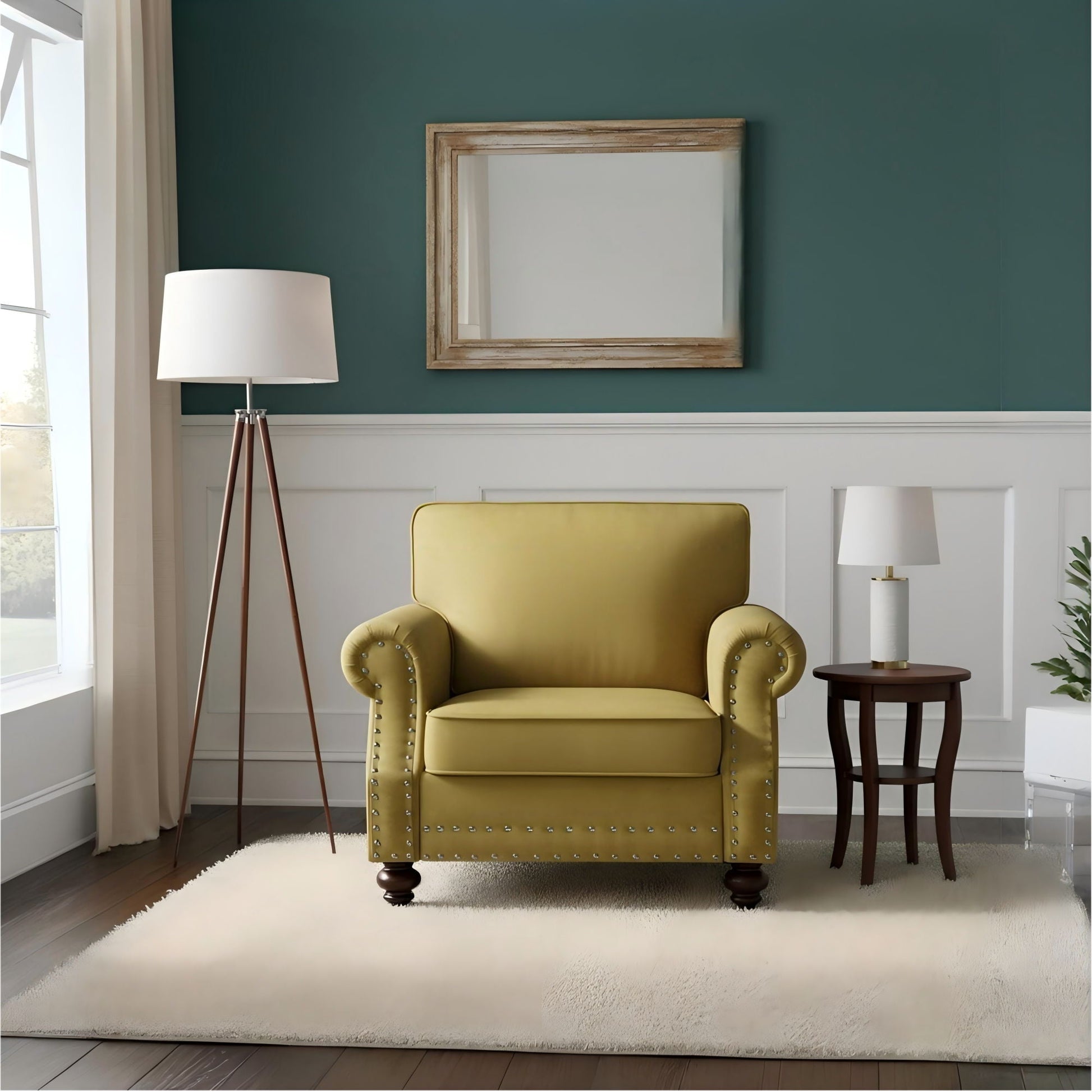 Upholstered Accent Armchair With Turned Legs For Living Room US Pride