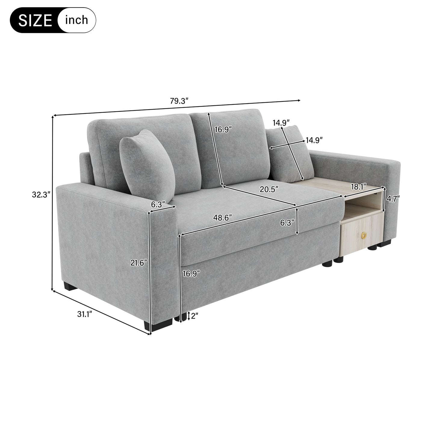 Modular Sofa Couch With Storage Armrest And Center Console Noble House
