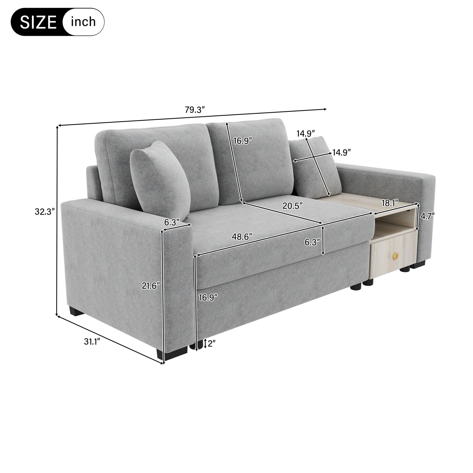 Modular Sofa Couch With Storage Armrest And Center Console Noble House