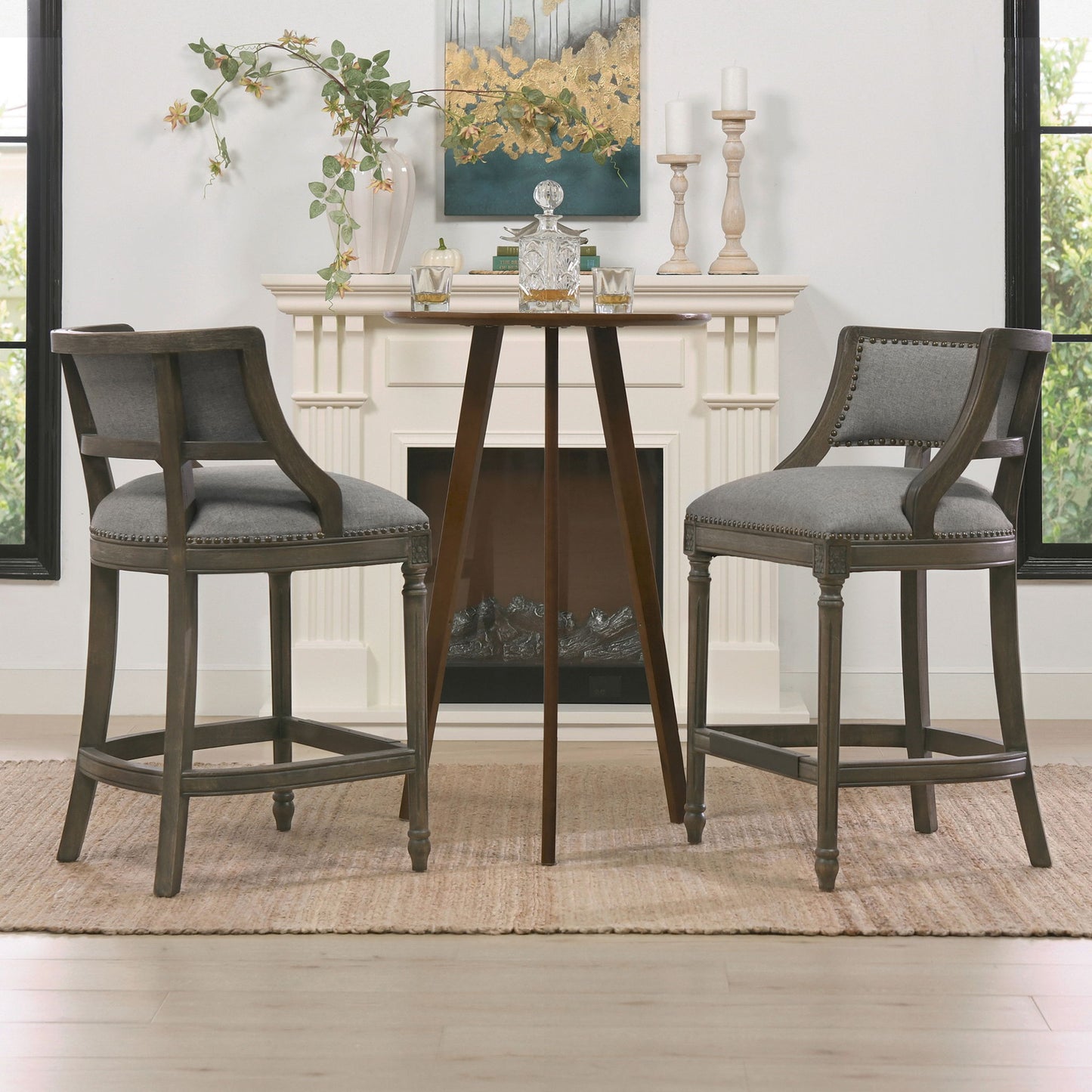 Paris - Farmhouse Counter Height Bar Stool With Backrest Jennifer Taylor Home