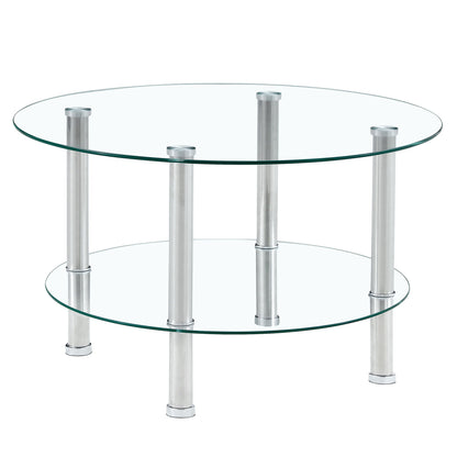 Contemporary Minimalist Double Layer Tempered Glass Coffee Table Home Essentials