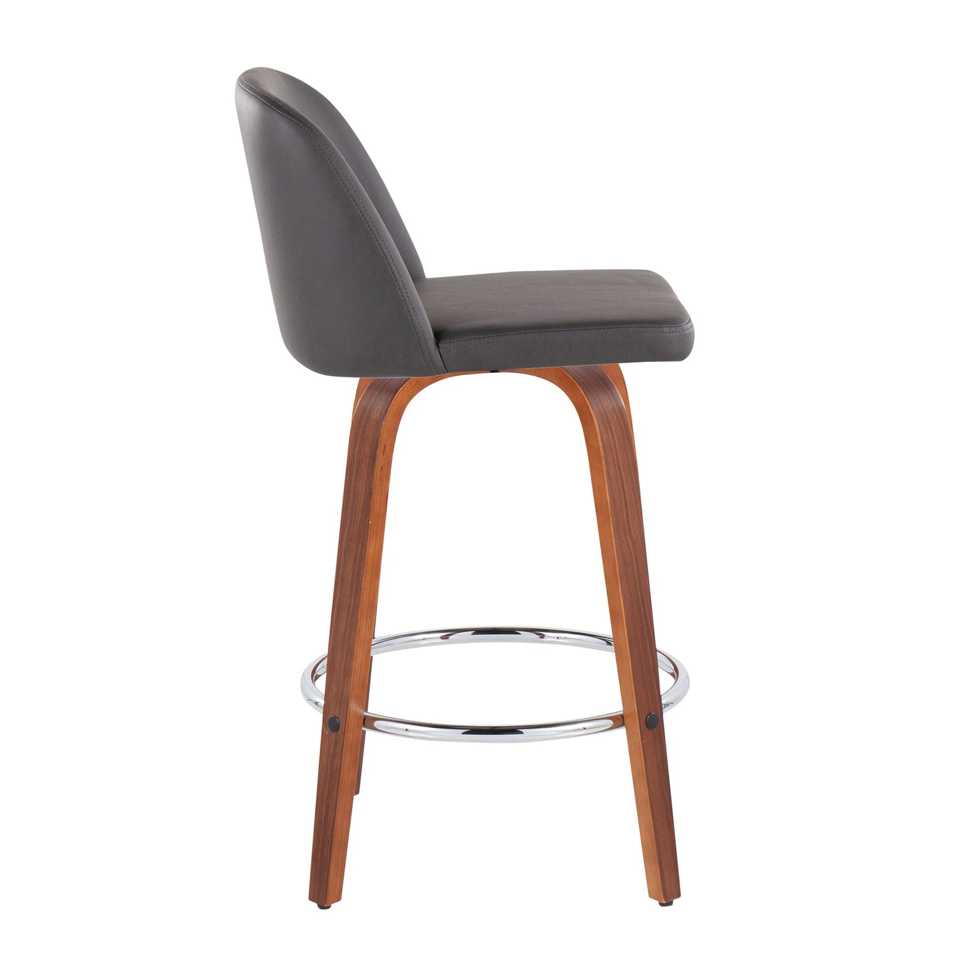 Toriano - Mid-Century Modern Fixed Height Counter Stool With Round Footrest (Set of 2) Lumi Source