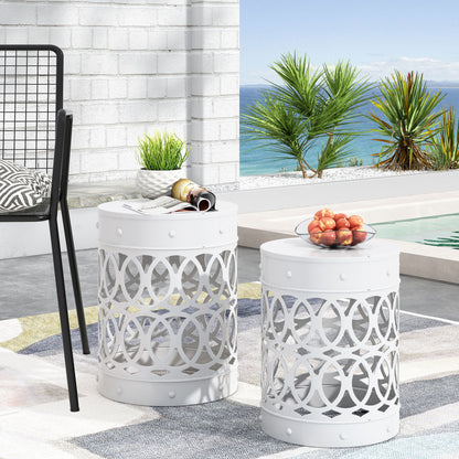 Outdoor Metal S/2 End Table Noble House