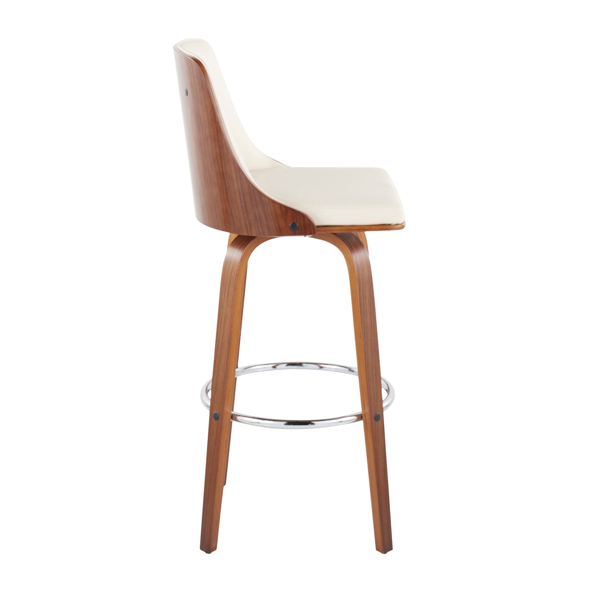 Gianna - Mid Century Modern Fixed Height Barstool With Swivel With Round Footrest (Set of 2) Lumi Source