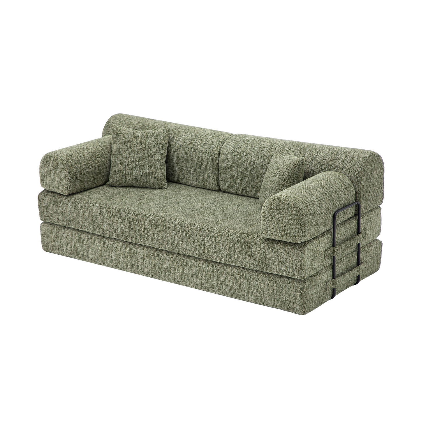 Modern 2 Tone Fabric Convertible Sleeper Sofa Bed Home Essentials