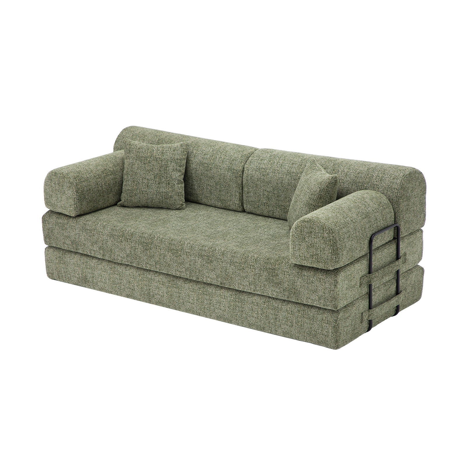 Modern 2 Tone Fabric Convertible Sleeper Sofa Bed Home Essentials