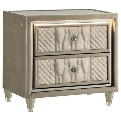Lorient - 2-Drawer LED Nightstand With USB - Ivory And Camel Coaster Fine Furniture