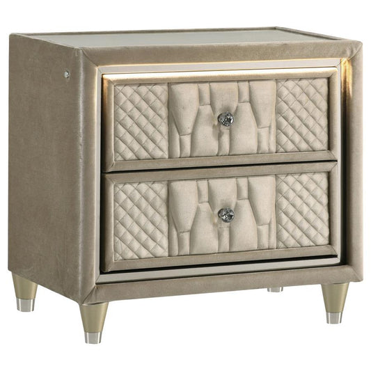 Lorient - 2-Drawer LED Nightstand With USB - Ivory And Camel Coaster Fine Furniture