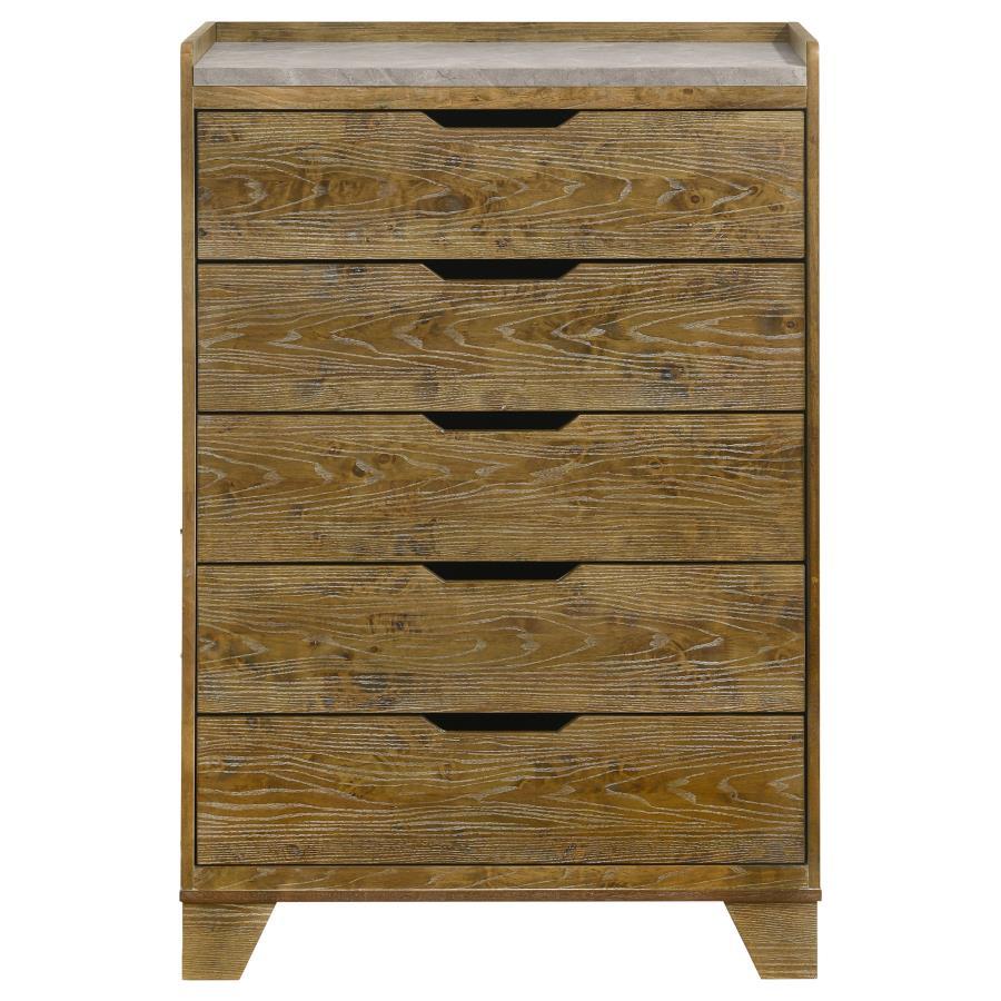Henderson - 5-Drawer Bedroom Chest Of Drawers - Medium Oak Coaster Fine Furniture