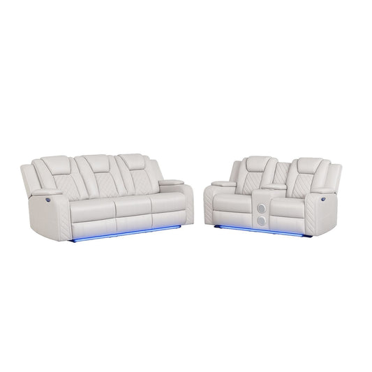 Benz - Power Recliner Set With LED Lighting And USB Charging Matrix Furniture Group