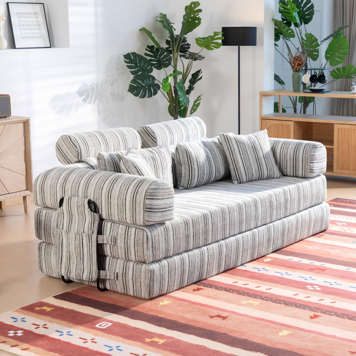 Convertible Sleeper Sofa Bed With High Density Compressed Sponge, Upholstered Couch For Living Room Home Essentials