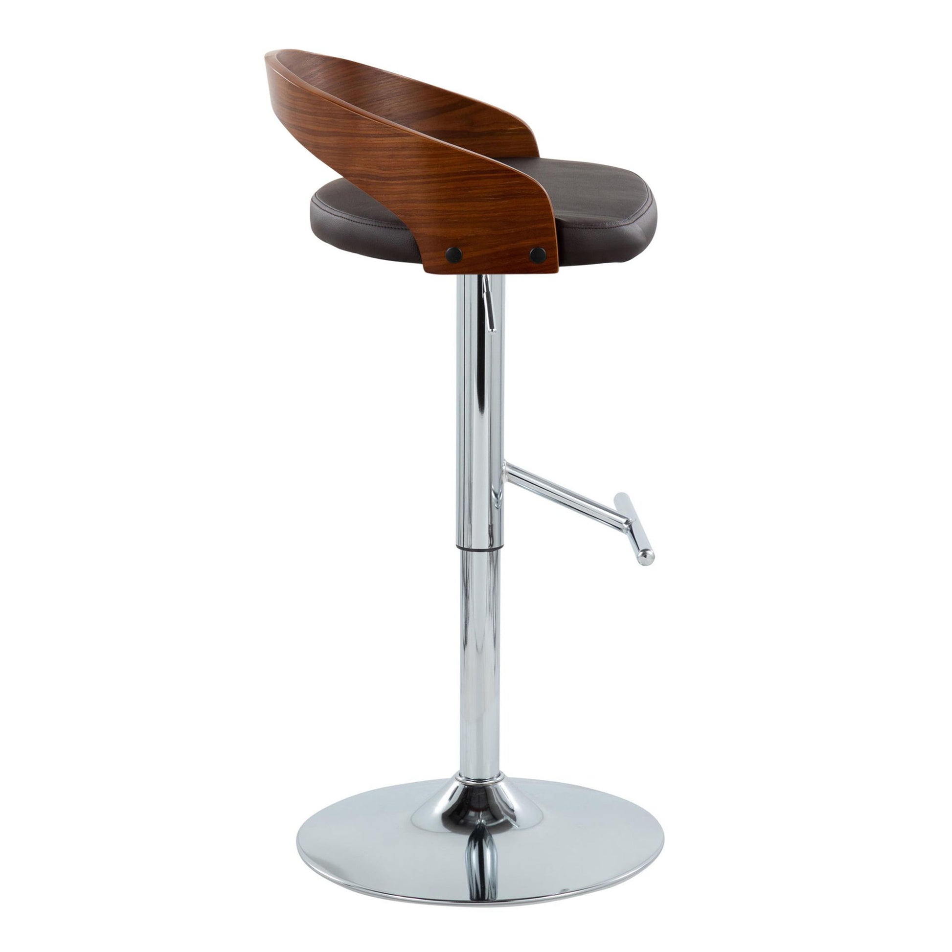 Grotto - Mid Century Modern Adjustable Height Barstool, Swivel With Straight T Footrest (Set of 2) Lumi Source