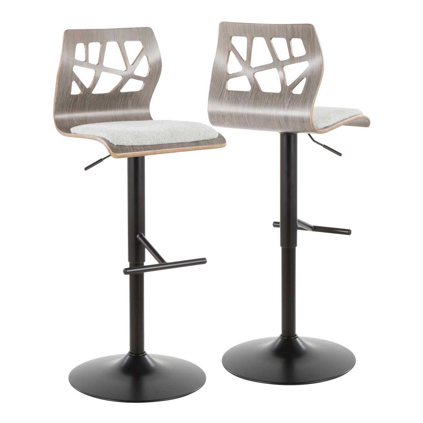 Folia - Mid Century Modern Adjustable Barstool With Swivel & Rounded T Footrest (Set of 2) Lumi Source