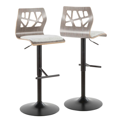 Folia - Mid Century Modern Adjustable Barstool With Swivel & Rounded T Footrest (Set of 2) Lumi Source