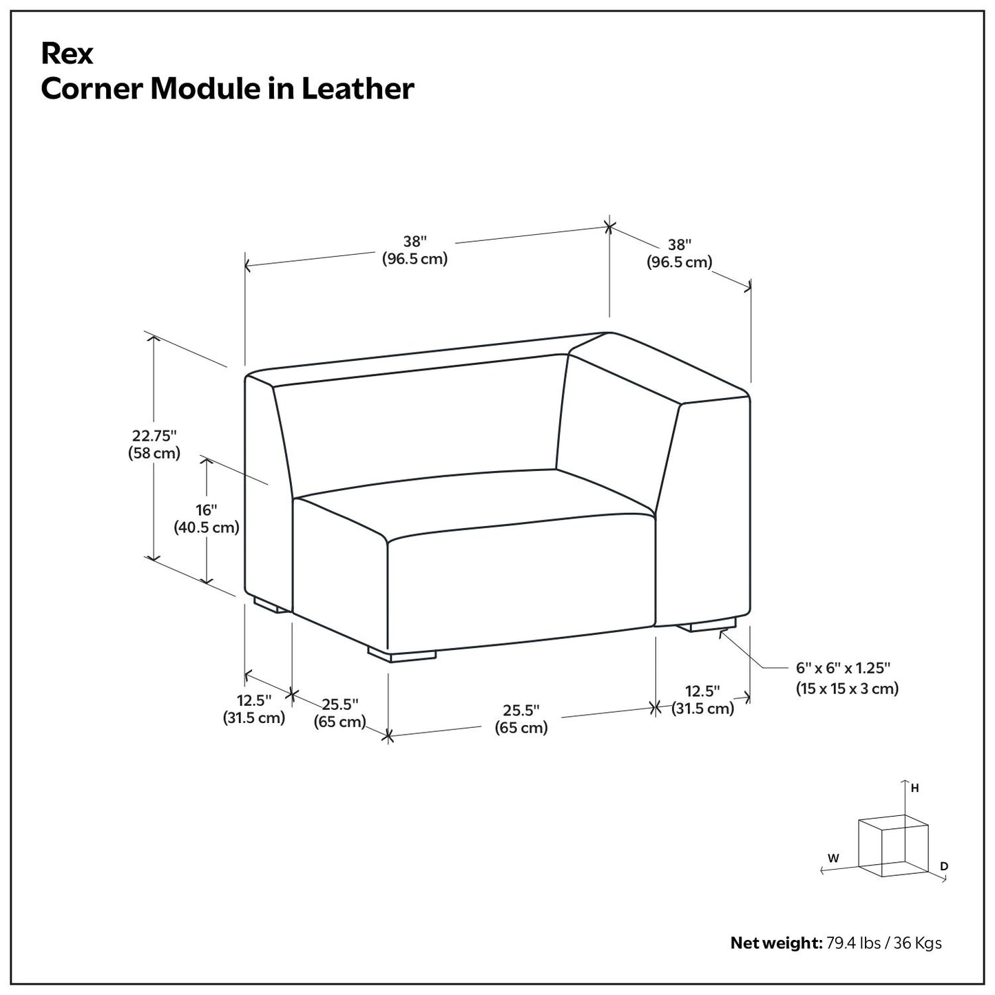 Rex - Corner Sofa Module Simpli-Home