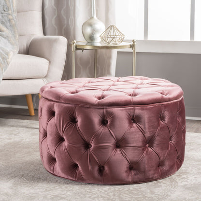 Modern Glam Ottoman Velvet Noble House