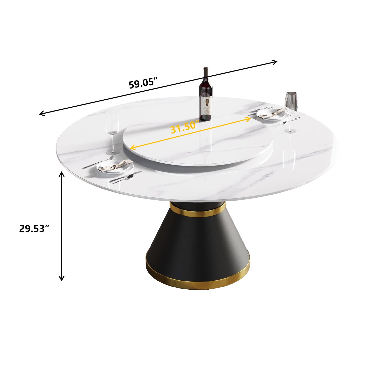 Modern Artificial Stone Round Carbon Steel Base Dining Table Stone Turntable Home Essentials