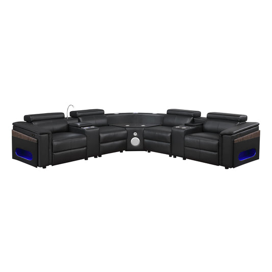 Nova - Sectional With Bluetooth Speaker, LED And Lifting Wine Cabinet