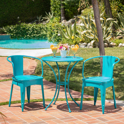 Lourdes - 3 Piece Metal Set - Teal Noble House