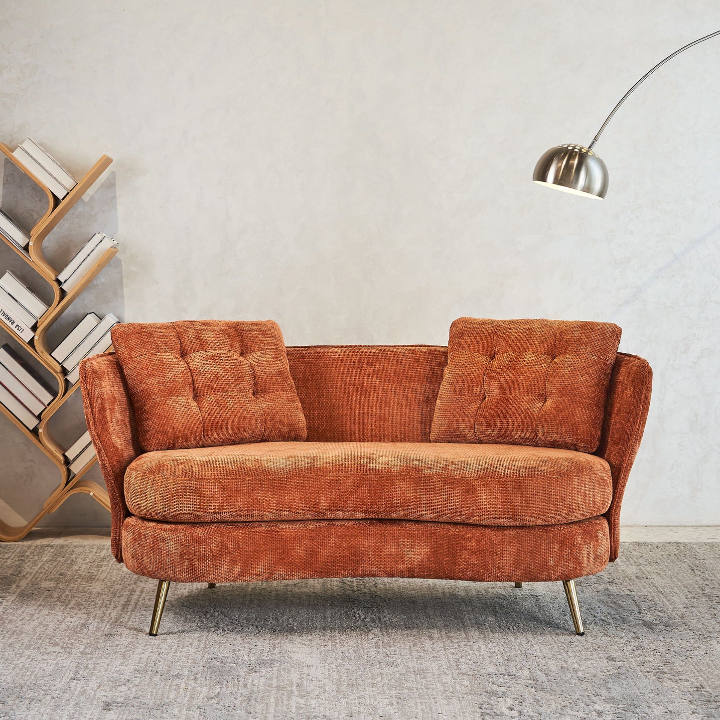 Loveseat Sofa, Upholstered Couch With Metal Legs