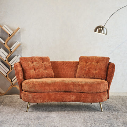 Loveseat Sofa, Upholstered Couch With Metal Legs