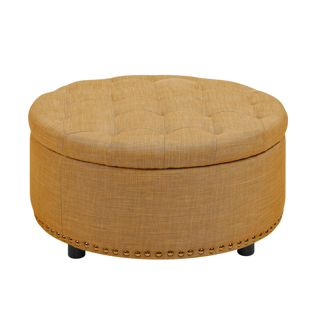 Tufted Storage Ottoman With Upholstery Home Essentials