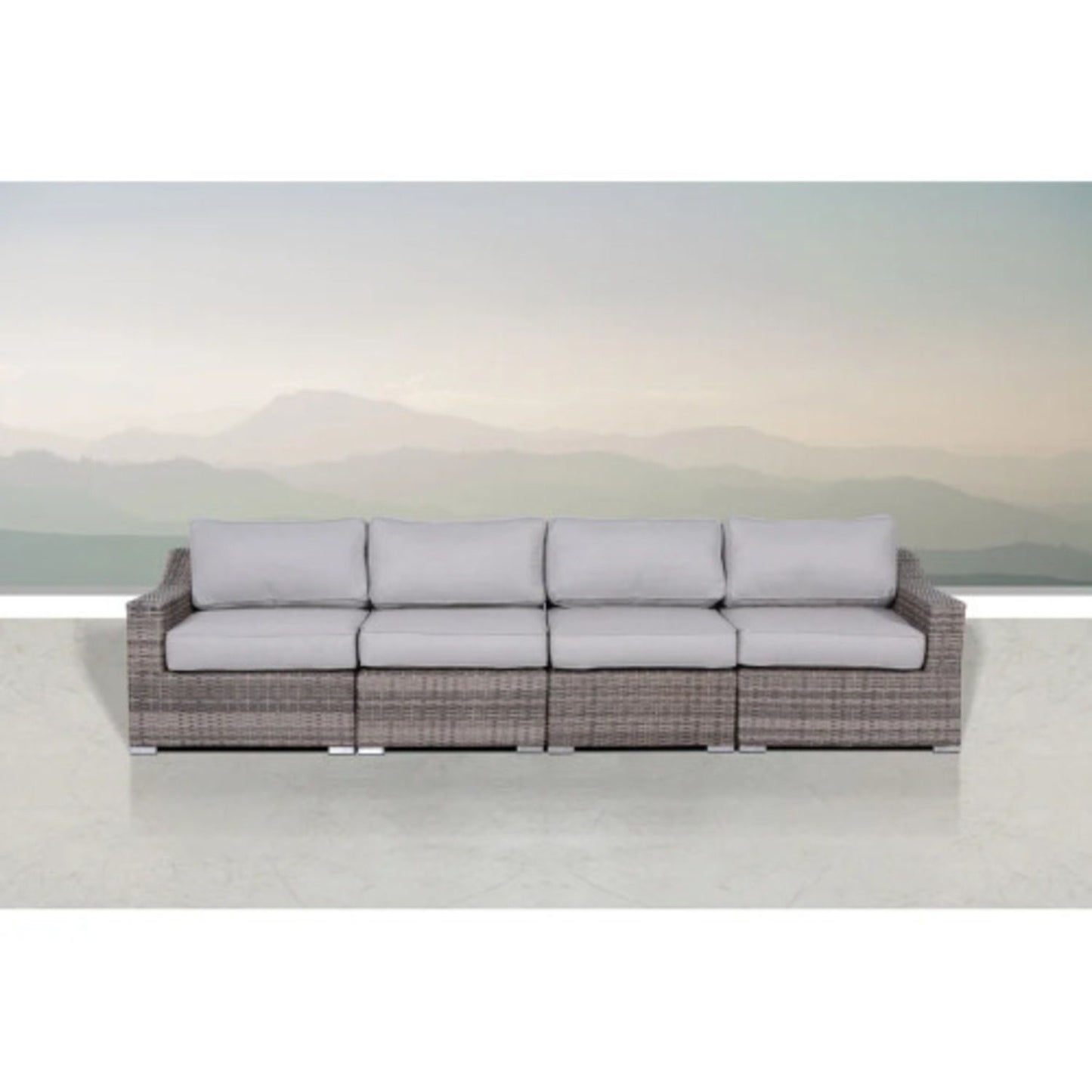 Contemporary Outdoor Rattan Wicker Sectional Seating Group With Cushions LSI Patio Furniture