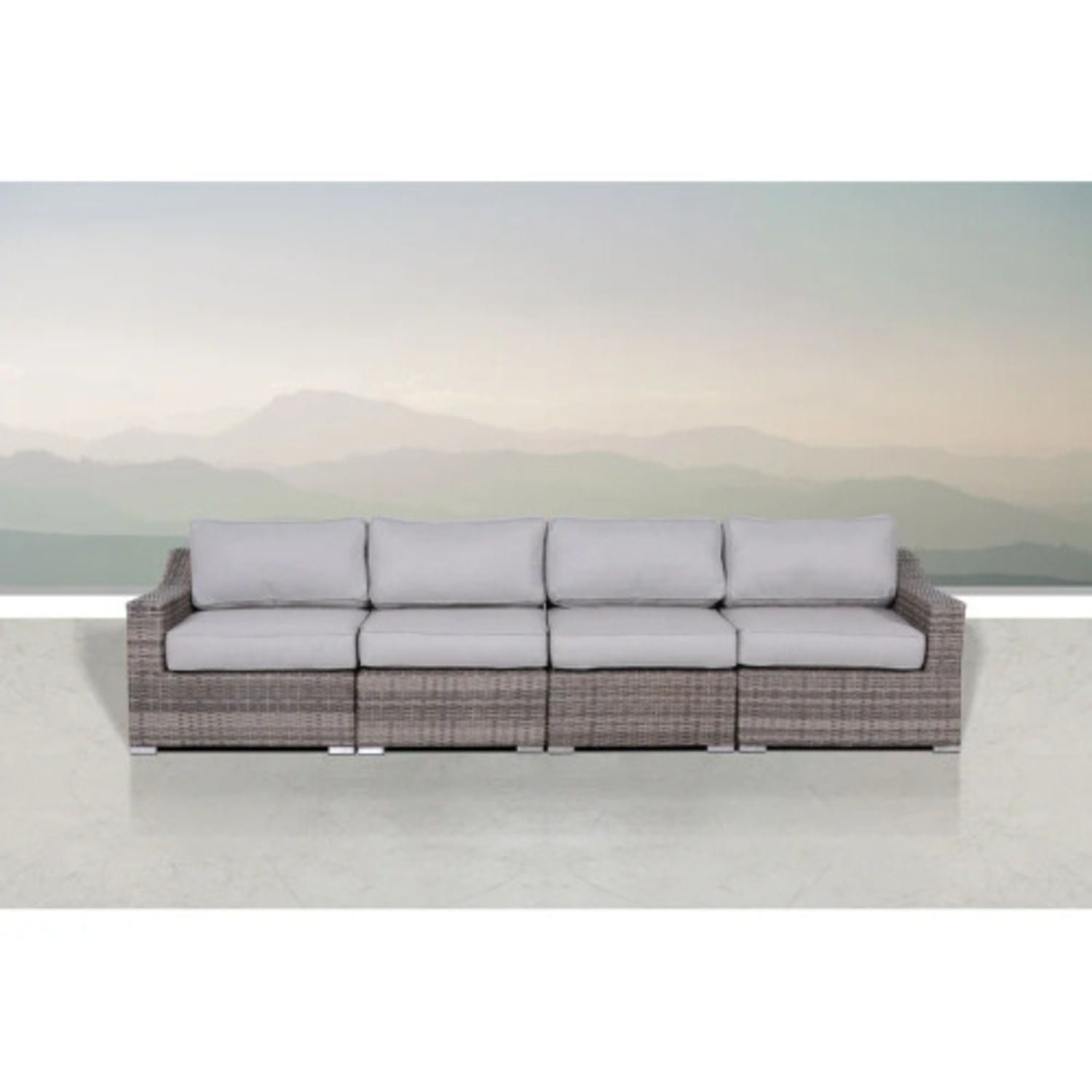 Contemporary Outdoor Rattan Wicker Sectional Seating Group With Cushions LSI Patio Furniture