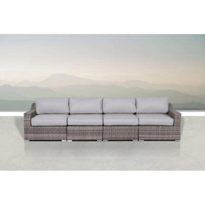Contemporary Outdoor Rattan Wicker Sectional Seating Group With Cushions LSI Patio Furniture
