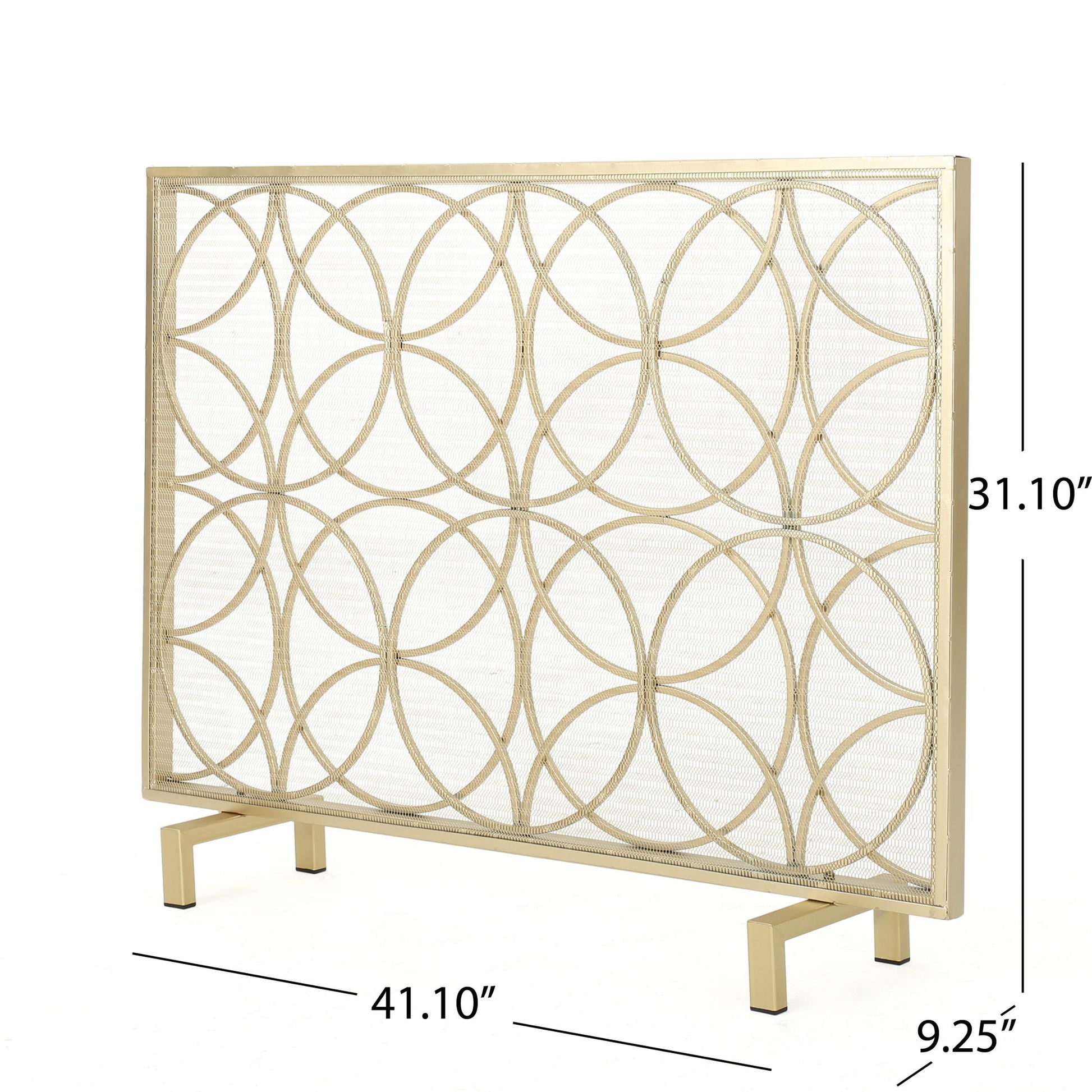Thayer - Single Panel Iron Fireplace Screen With Geometric Design Noble House