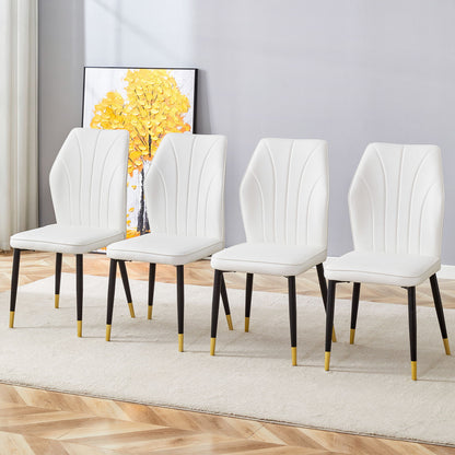 4 Modern Dining Chairs With Stylish Patterned Backrest And Metal Legs Home Essentials