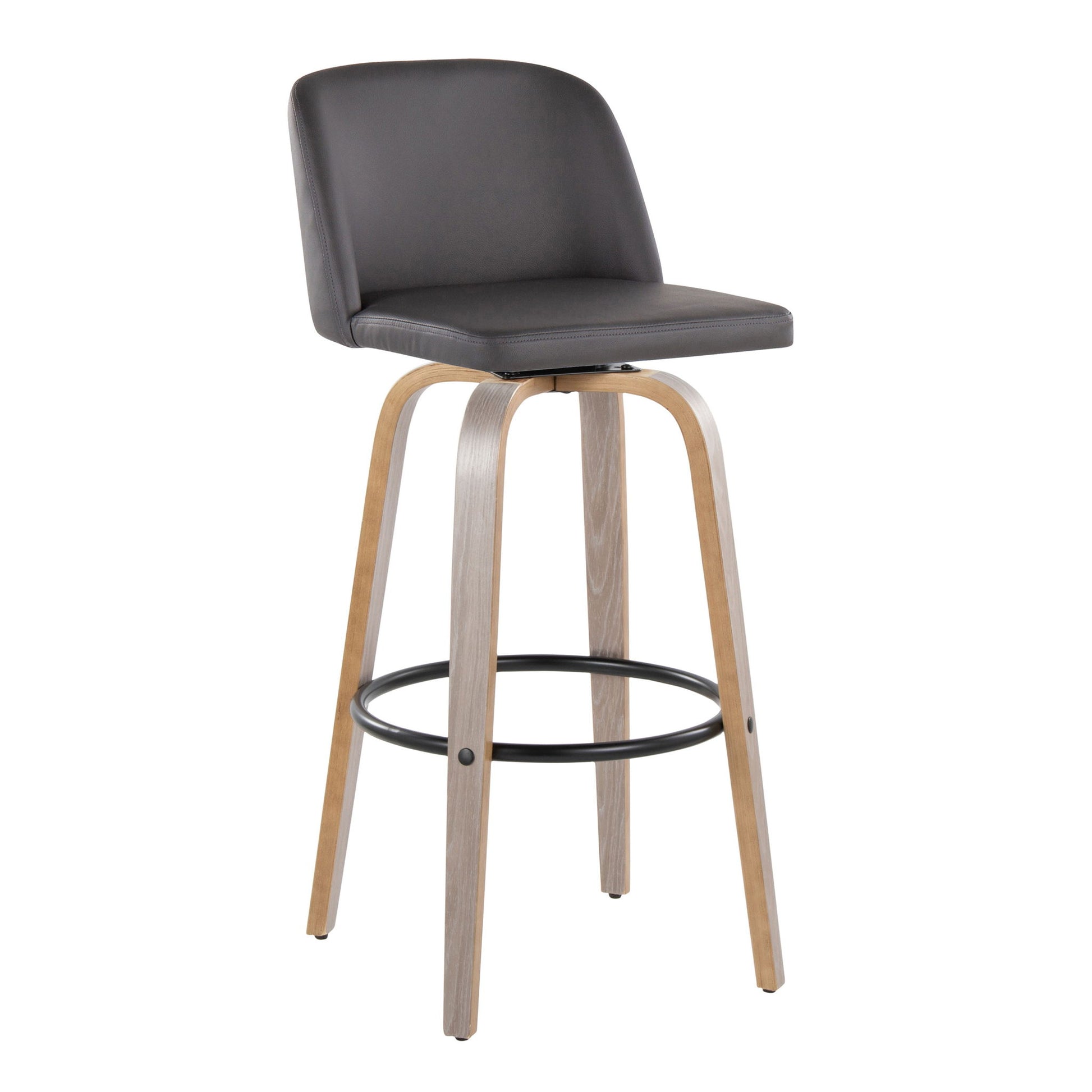 Toriano - Mid-Century Modern Fixed Height BarStool With Round Footrest (Set of 2) Lumi Source