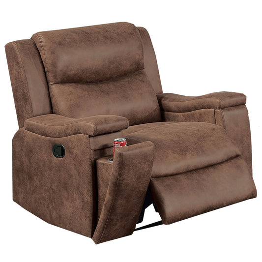1 Piece Manual Recliner With Padded Seat And Backrest, Square Arms For Living Room - Walnut Home Essentials