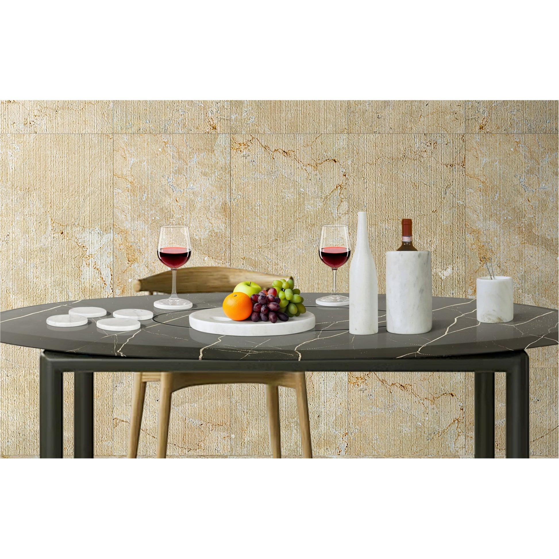 10 Pieces Luxury Natural Marble Dining Room Accessories Set Daily Nest